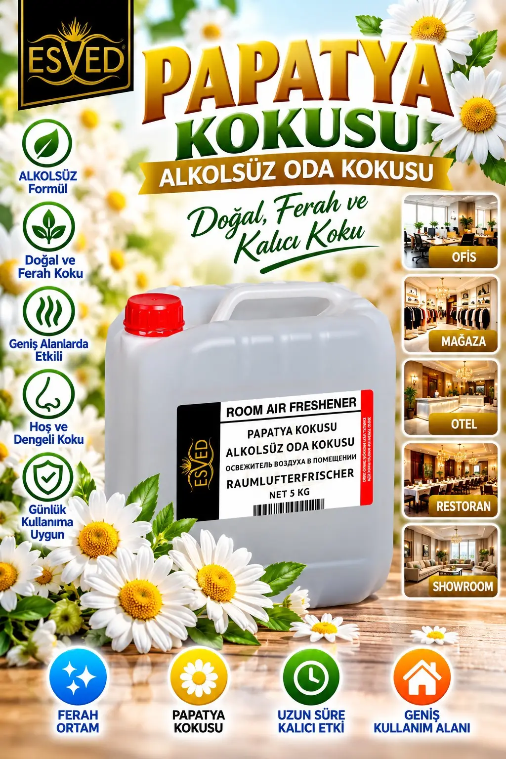 Papatya Kokusu Alkolsüz Ofis Ve işyeri Kokusu 5 Litre