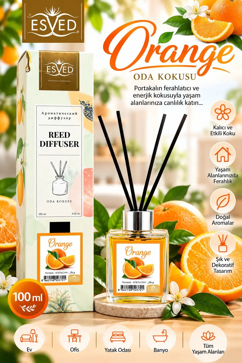 Portakal Kokusu 100 Ml Çubuklu Oda Kokusu