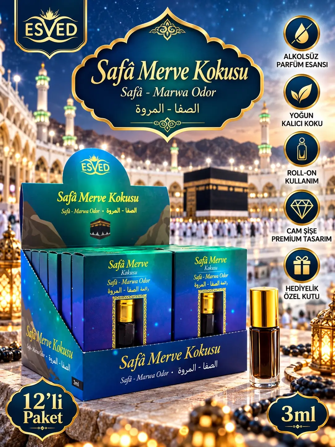 Safa Merve Kokusu Alkolsüz Esans 3ml 12li Paket
