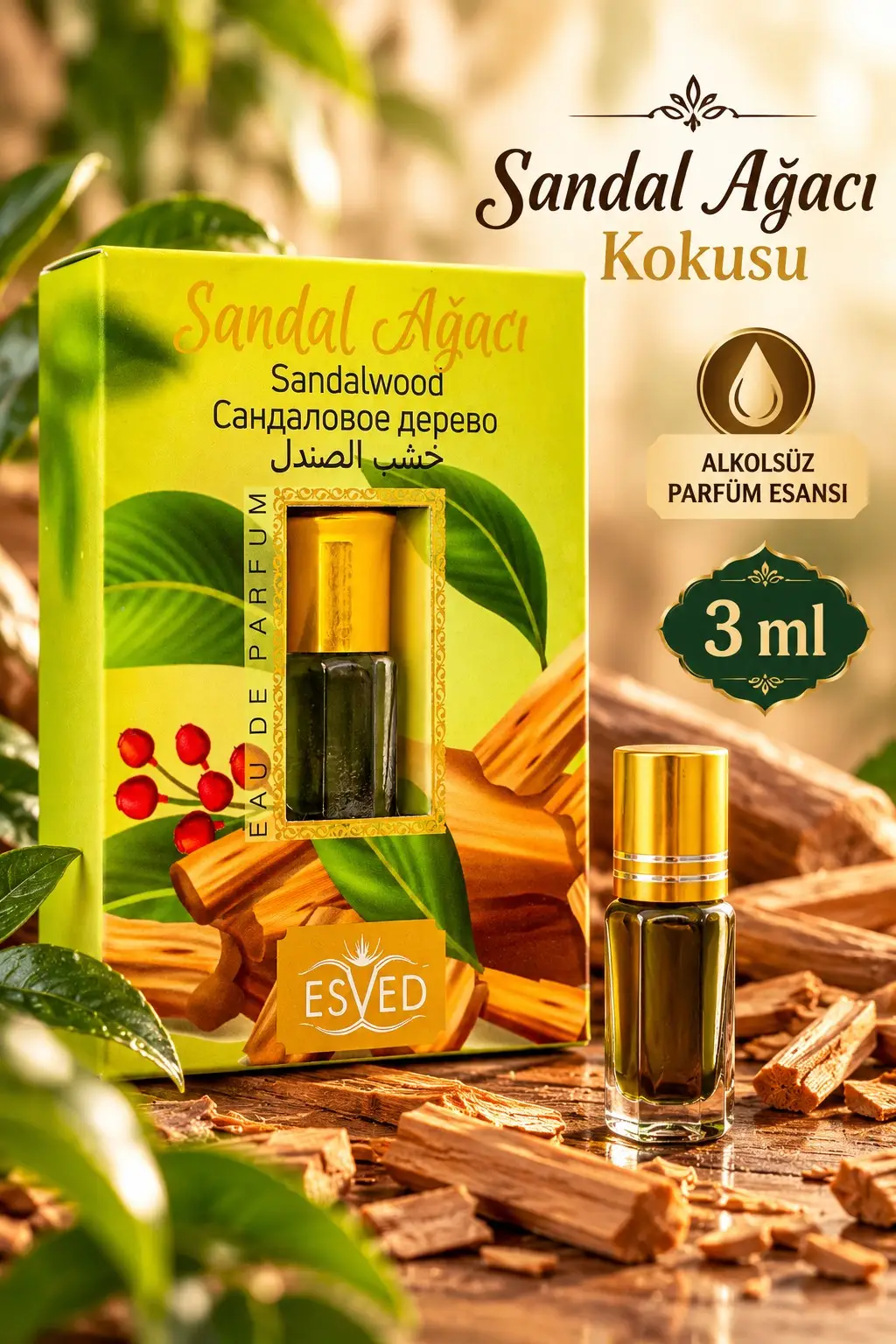 Sandal Ağacı Kokusu Parfüm Esansı Alkolsüz Esans 3Ml.