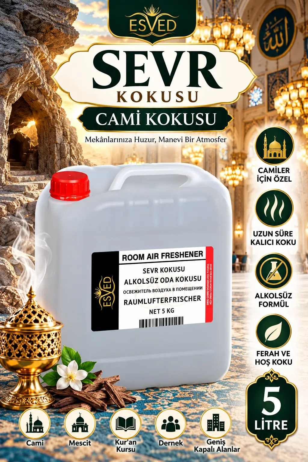 Sevr Kokusu Alkolsüz Oda Parfümü, Ortam Kokusu, Araç ve Ev Kokusu 5 Litre