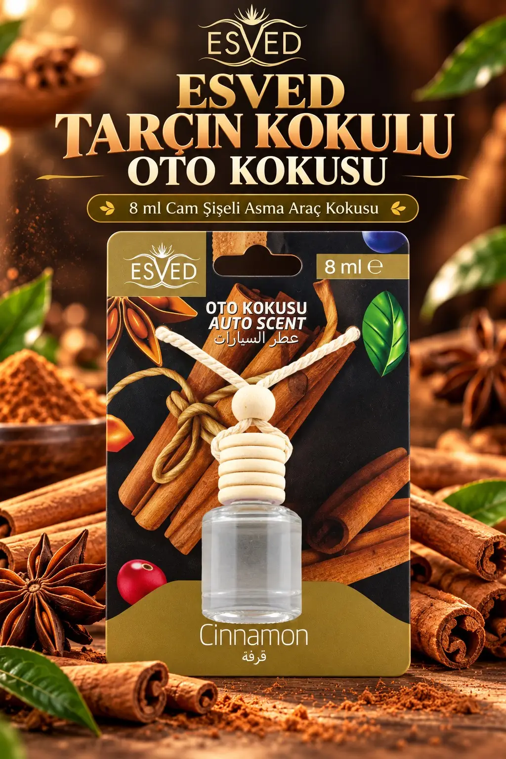 Tarçın Kokusu 8 Ml Araba Kokusu Cam Şişe Tarçın Kokusu 8 Ml Araba Kokusu Cam Şişe