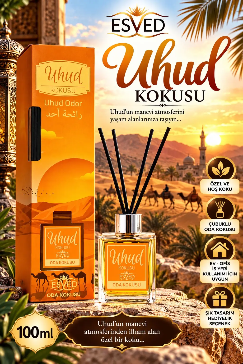Uhud Kokusu 100 Ml Çubuklu Oda Kokusu