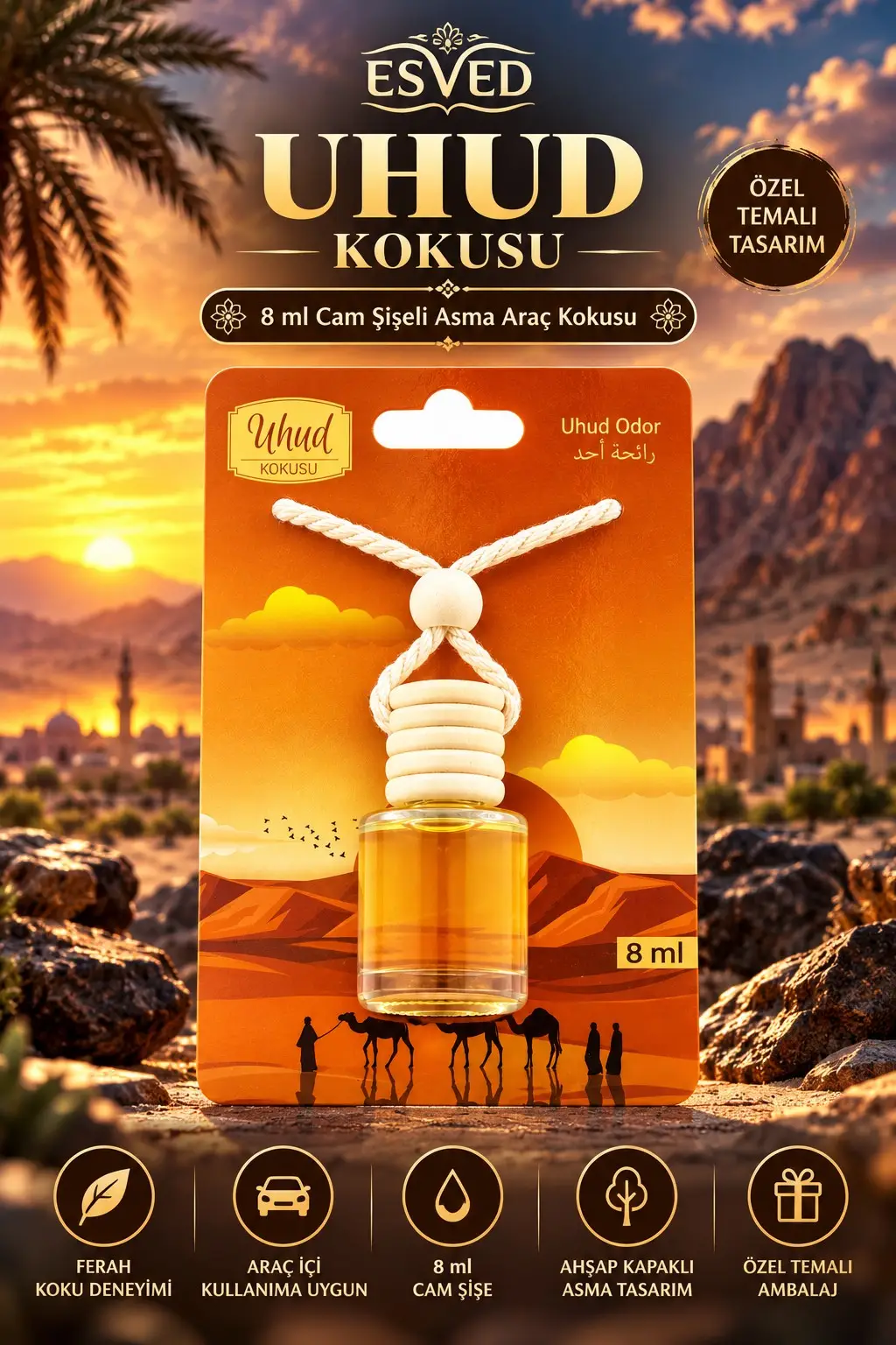 Uhud Kokusu 8 Ml Araba Kokusu Cam Şişe Uhud Kokusu 8 Ml Araba Kokusu Cam Şişe