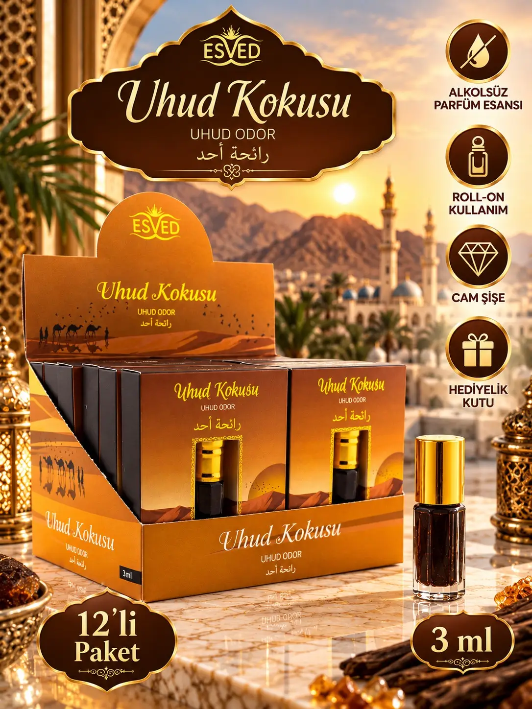 Uhud Kokusu Alkolsüz Esans 3ml 12li Paket
