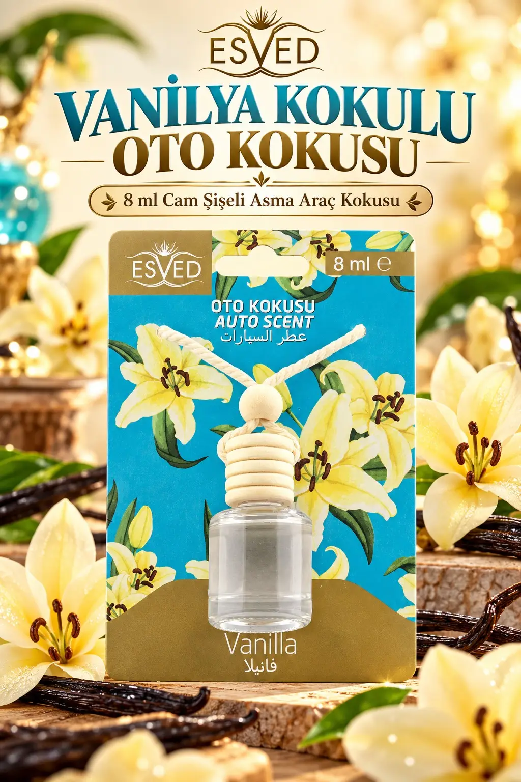 Vanilya Kokusu 8 Ml Araba Kokusu Cam Şişe Vanilya Kokusu 8 Ml Araba Kokusu Cam Şişe
