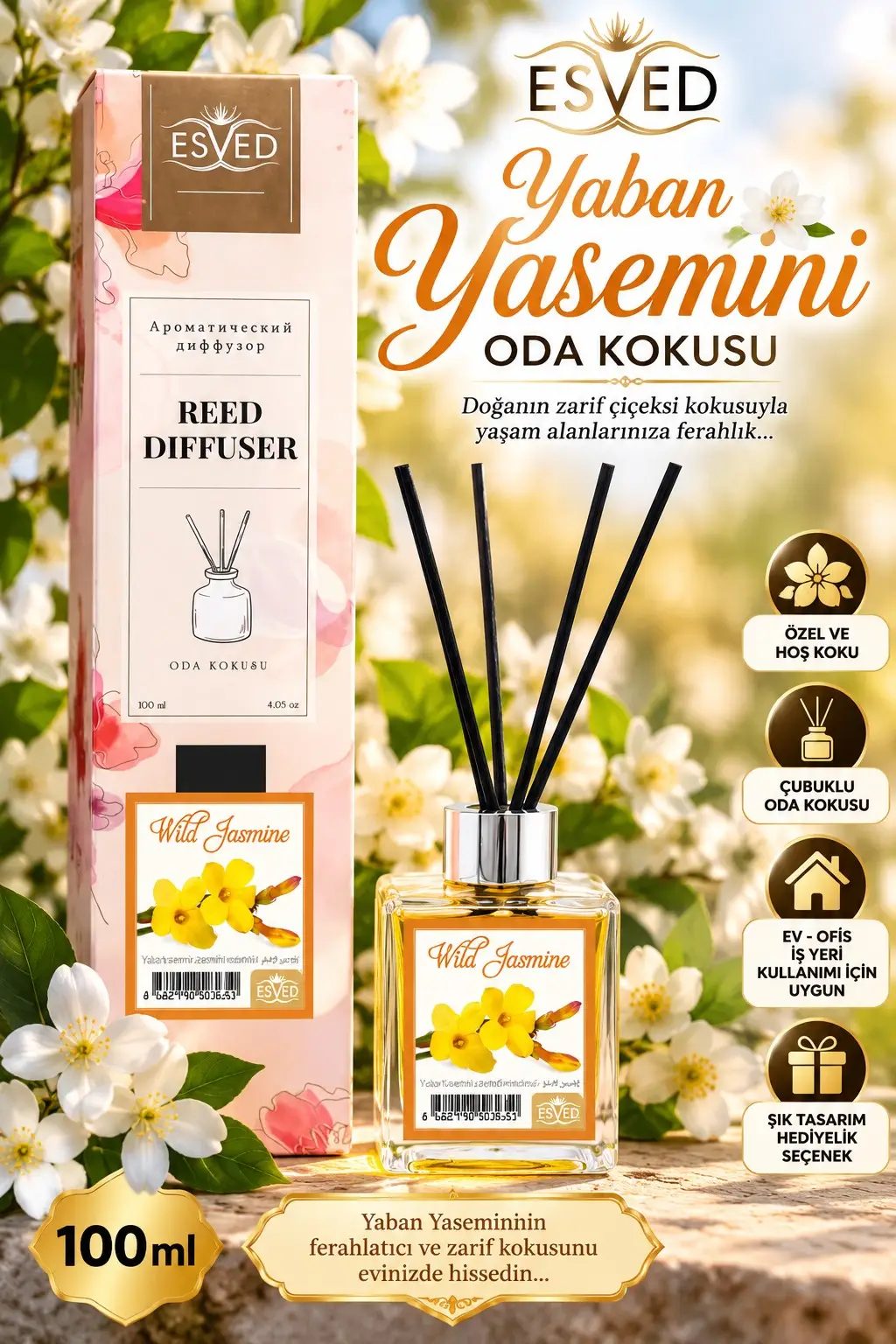 Yaban Yasemini Kokusu 100 Ml Çubuklu Oda Kokusu