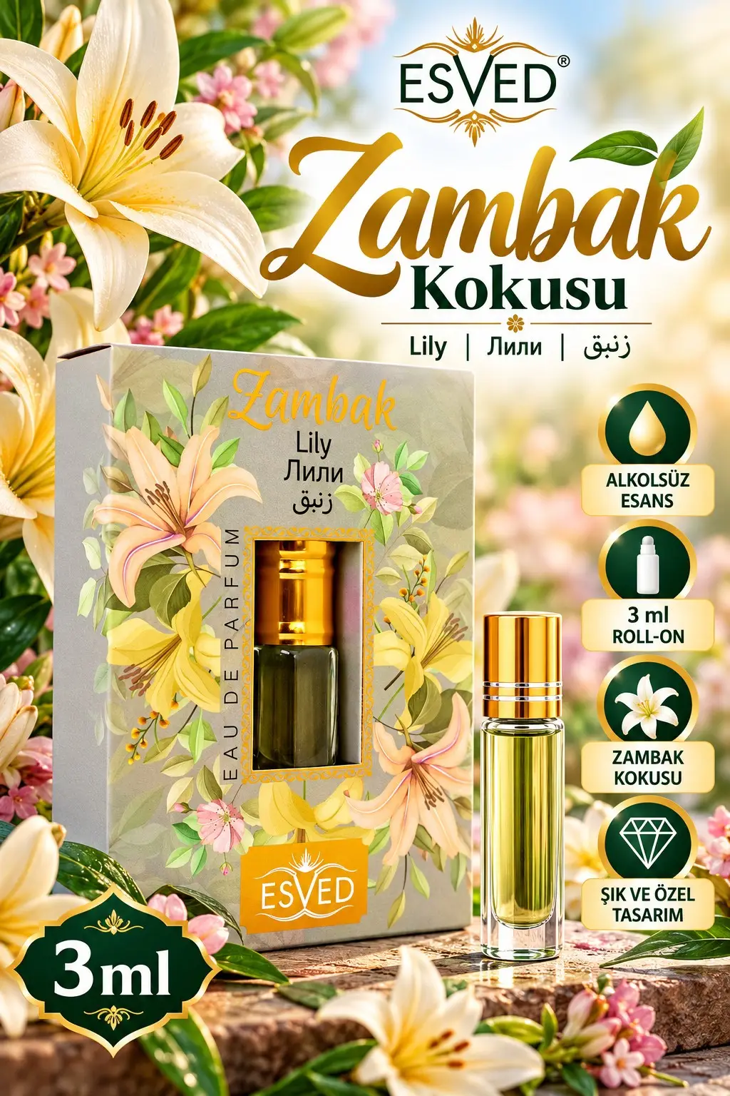 Zambak Kokusu Parfüm esansı Alkolsüz Esans 3ml.