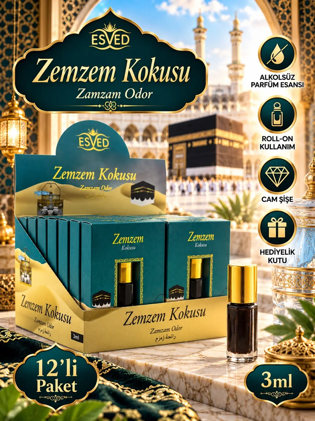 Zemzem Kokusu Alkolsüz Esans 3ml 12li Paket