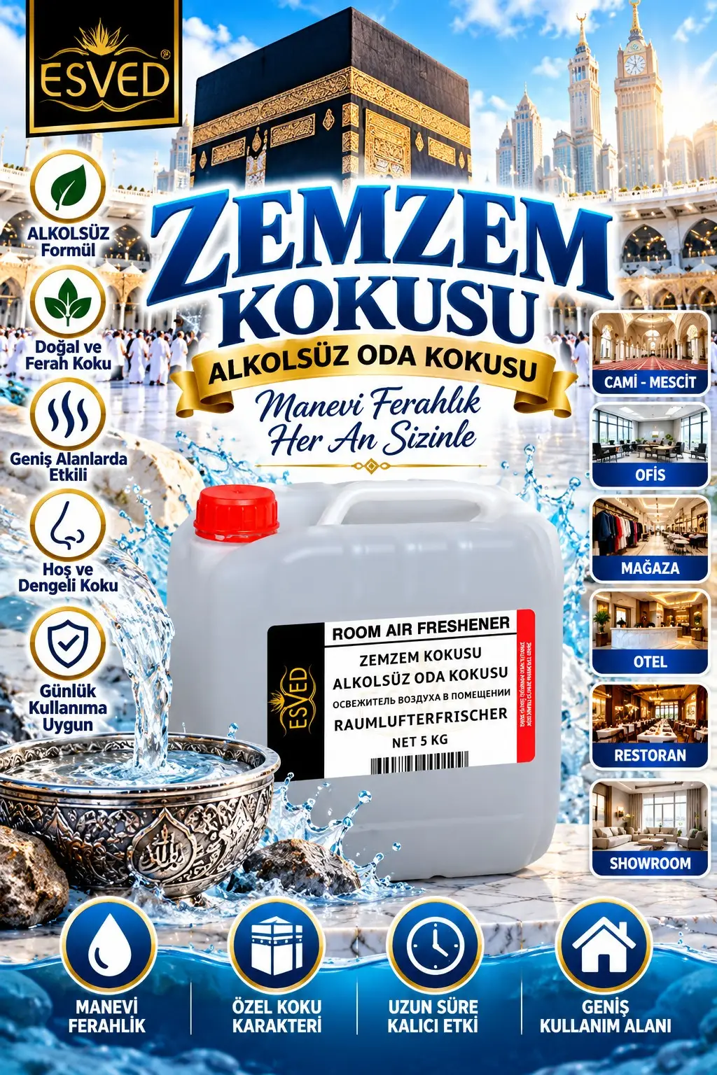 Zemzem Kokusu Alkolsüz Ofis Ve işyeri Kokusu 5 Litre
